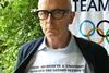 Peter Murray wearing his Olympic architects t-shirt