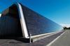 Thin-film PV solar wall at Technium’s research facility in St Asaph, Wales, by Percy Thomas Partnership.