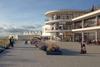 View of the proposal from the South terrace looking towards the new studio