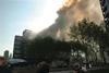 Delft University's architecture faculty ablaze.