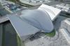 Hadid's aquatic centre with the removeable extra seating pods on either side