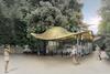 The brass-roofed Serpentine Cafe, designed by Mizzi Studio