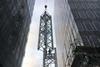 A crane is erected ahead of the demolition of Richard Seifert's Euston towers