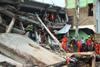 Portions of the collapsed Dhaka factory building.