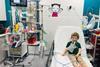 Asthmatic child in hospital with breathing difficulties