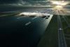 Aerial view of Gensler's proposal for a new airport in the Thames Estuary