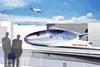 M2r’s VIP terminal features a curved glass dome designed so that all travellers see when they are checking in is the sky.