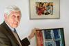 Dannatt with paintings by Le Corbusier and Patrick Heron — two of the art works he has acquired over the past 60 years.