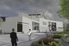 North approach of Keith Williams Architects proposals for the new Clare County Library in Ennis