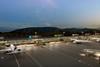 External dusk view of Geneva Airport - Rogers Stirk Harbour & Partners
