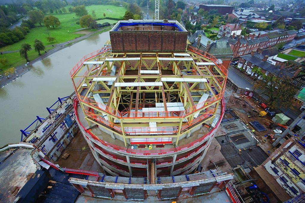 Steel structure at the heart of Royal Shakespeare Theatre in