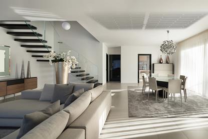 Radiana hidden ceiling panels - living room