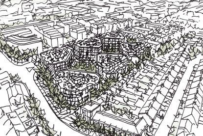 Aerial sketch of Bath Press - CREDIT Feilden Clegg Bradley Studios