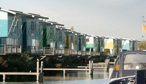 A floating community in Maasbommel, Netherlands 