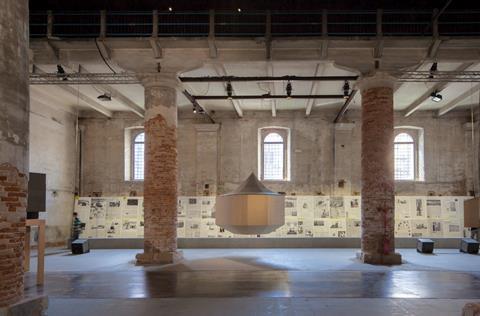 The Arsenale in Venice - showing Herzog & de Meuron's exhibit on the Elbphilharmonie Hamburg