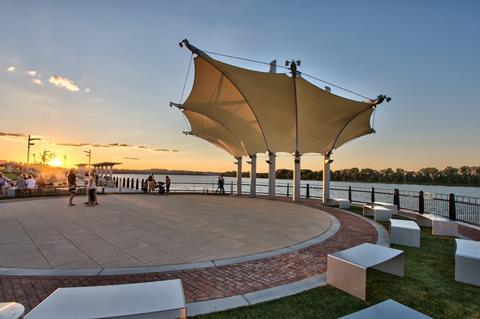 Fabric Architecture's barrel-vaulted pavilion for the riverfront of Owensboro, a city on the Ohio River in the US