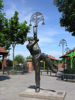 The Harold Larwood statue in Kirkby-in-Ashfield market place