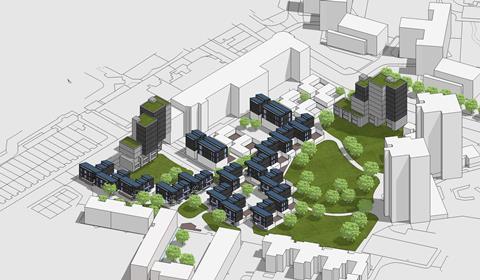 Knight's Walk - infill and build-over proposal by Geraldine Dening of Architects for Social Housing - ASH 