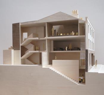 Jamie Fobert Architects’ scheme adds key support spaces to Kettle’s Yard in Cambridge. Model made by AModels.