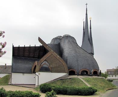 Holy Spirit Roman Catholic Church, Paks, Hungary, by Imre Makovecz