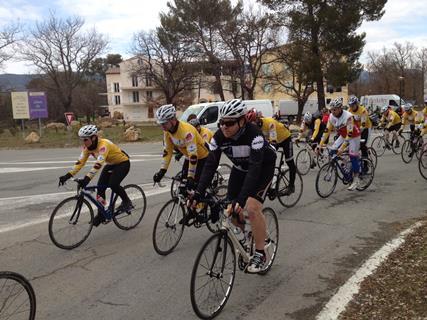Aedas Cycle to Cannes riders en route. Foreground Tim Narey of Aedas