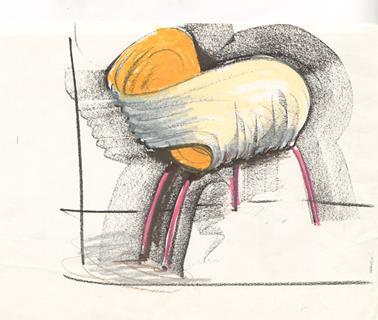 A sketch of Ron Arad's Tom Vac chair.