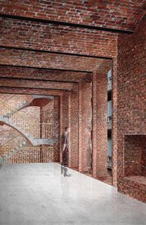 Each floor is open-plan, spanned by a structure of brick vaults.
