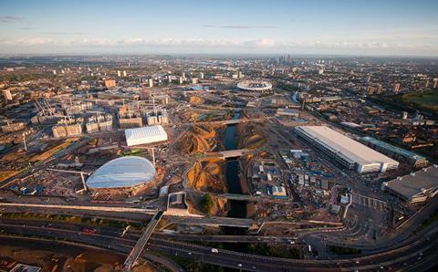 An image of the 2012 Olympic site in London from Allies and Morrison's exhibition