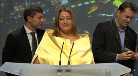 Zaha Hadid accepts the Stirling Prize 2010