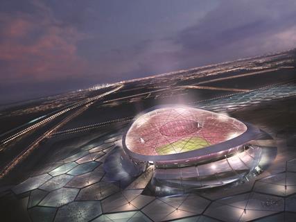 A birdseye view of Foster & Partners' Lusail Stadium, part of the Qatar 2022 world cup bid