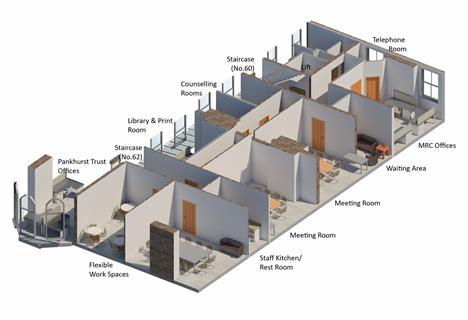 BTP Architects - Pankhurst Centre - first floor plans