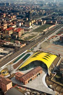 Aerial view of the Enzo Ferrari Museum by Future Systems