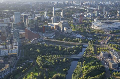 Queen Elizabeth Olympic Park Aerial Parklands 2024 © Jason Hawkes