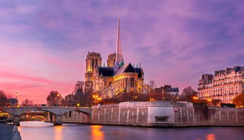 SB Architects unveil La Rose design concept for spire at Notre Dame Cathedral - view from seine