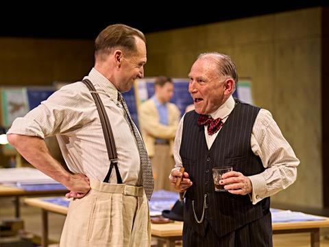 LR13.  L-r Ralph Fiennes (Robert Moses), Danny Webb (Governor Al Smith) photo by Manuel Harlan