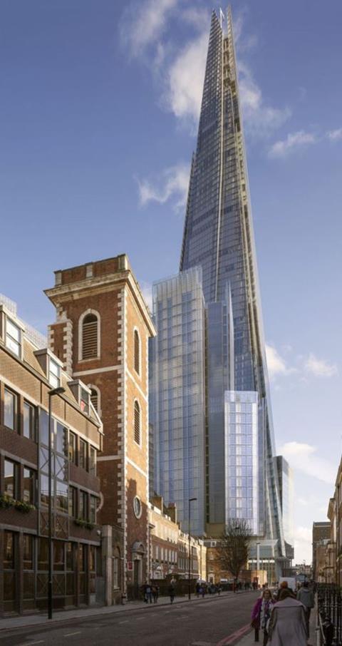 Shard Place, by Renzo Piano Building Workshop, seen from St Thomas Street