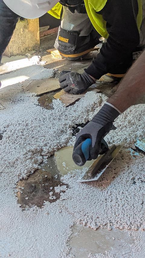 Poured floor on site