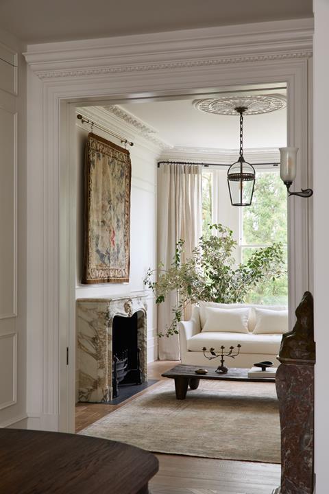 Airconditioning build into pediment detail above architrave 2