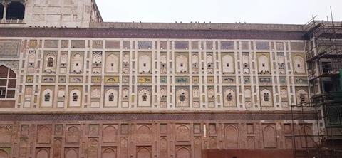 Part of the 440m picture wall within the Shahi Qila (Royal Fort) in Lahore