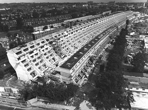 Neave Brown's Alexandra Road estate, Camden, under construction