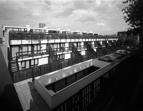 Dunboyne Road estate, Camden - west elevation of the east block