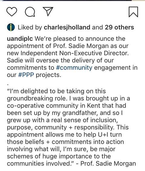 Sadie Morgan Insta announcement