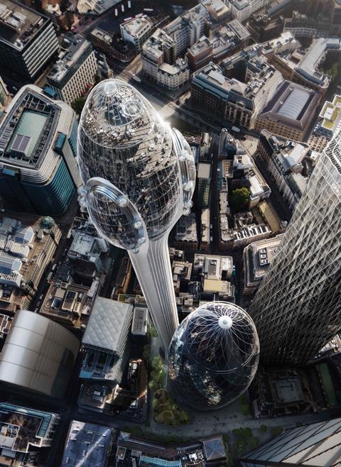 Bird's eye view of Foster & Partners' Tulip tower