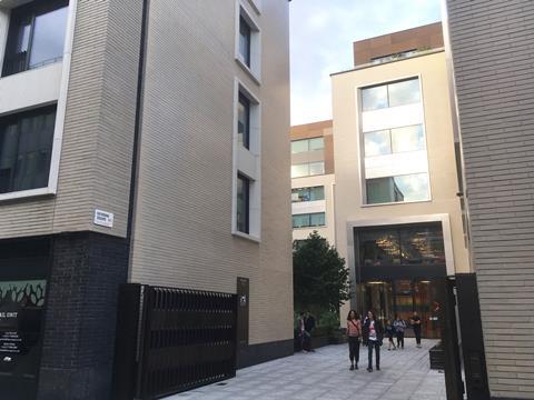 The entrance to Make's Rathbone Square in Fitzrovia (home to Facebook)