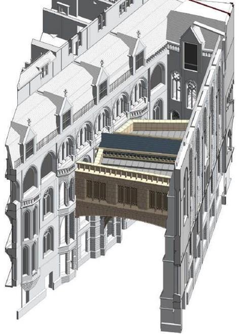 Purcell's proposals would see the replacement of one of the link bridges at Manchester Town Hall with one faced in a more sympathetic style