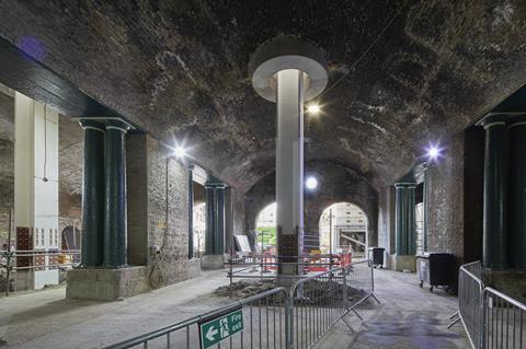 Bankside Yards column in railway arch