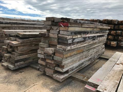 Reclaimed timber in yard