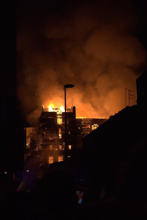 Fire rages for the second time through the Mackintosh Building in Glasgow