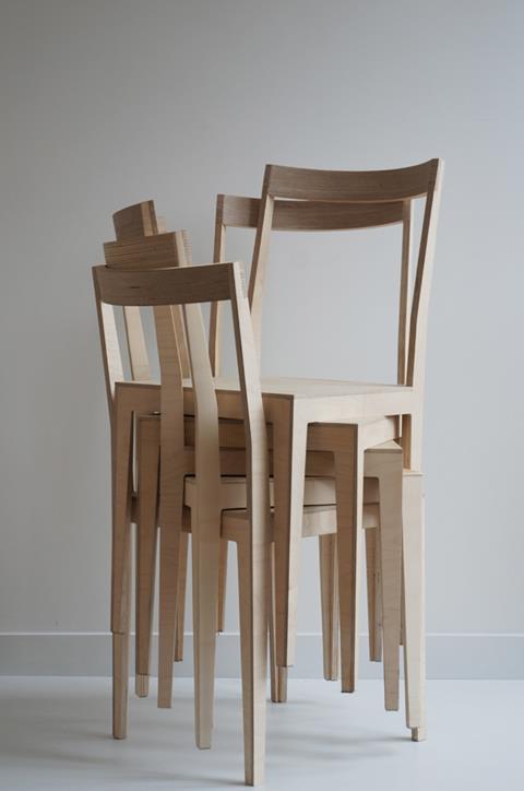 Gatti Routh Rhodes' self-designed and self-milled plywood Celia chair 