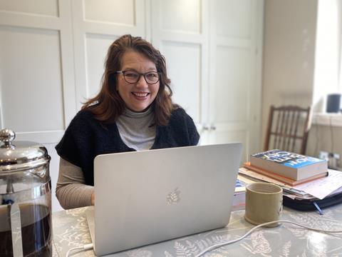 Yolande Barnes working at home